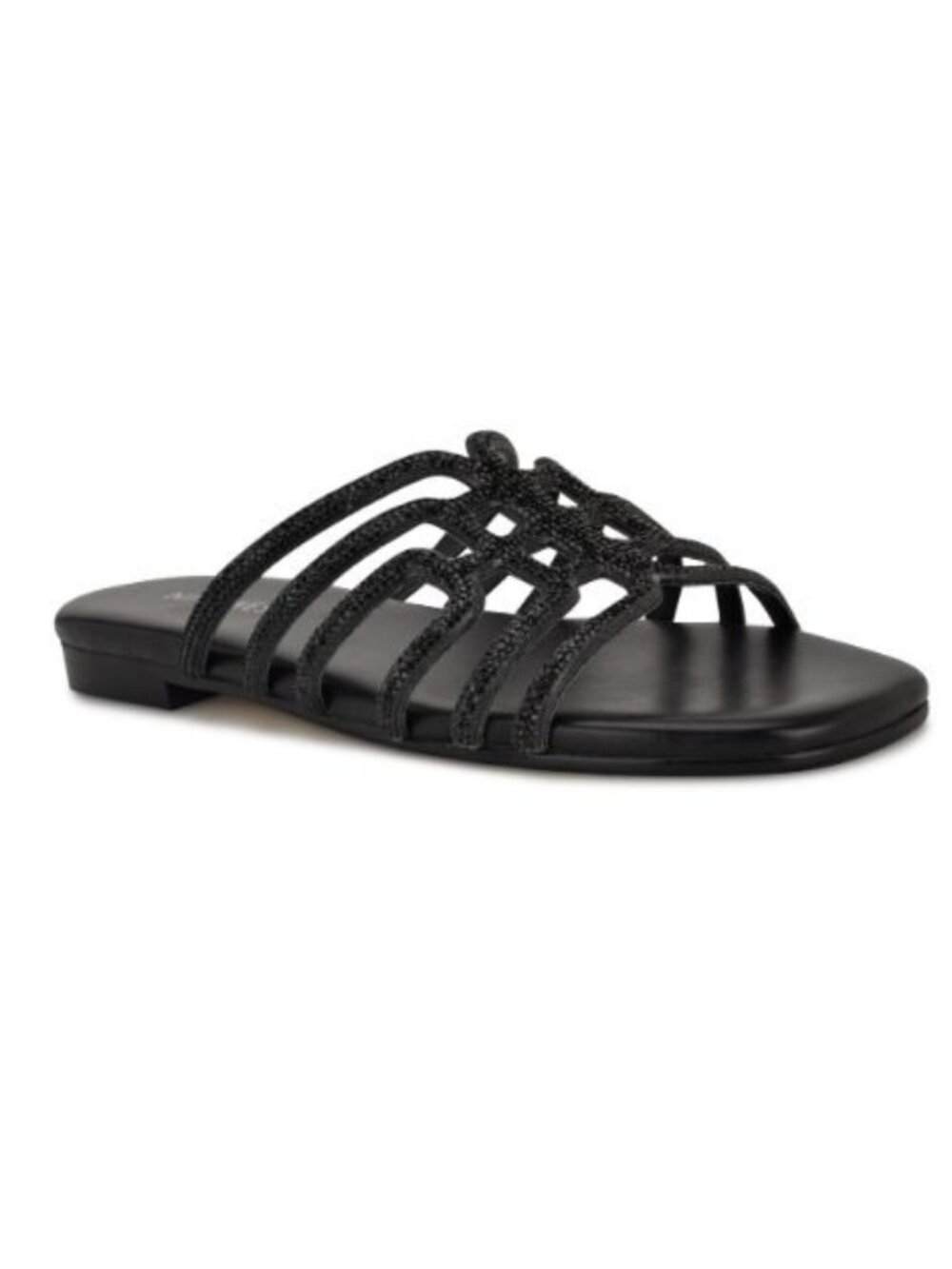 Nine West Timy Womens Black Dress Slip-On Strappy Sandals Size 9 NEW